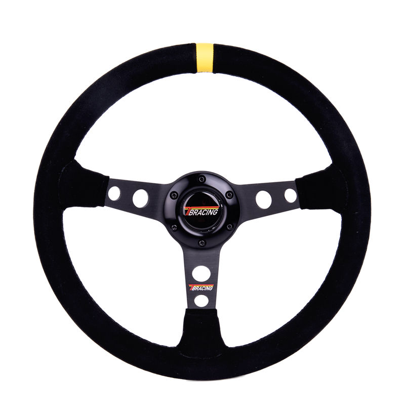 WRC Steering Wheel BLACK SUEDE/YELLOW SEW Race, Rally, Tuning 345mm