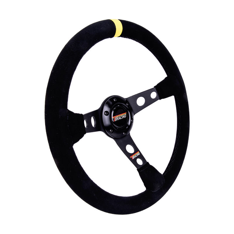 WRC Steering Wheel BLACK SUEDE/YELLOW SEW Race, Rally, Tuning 345mm