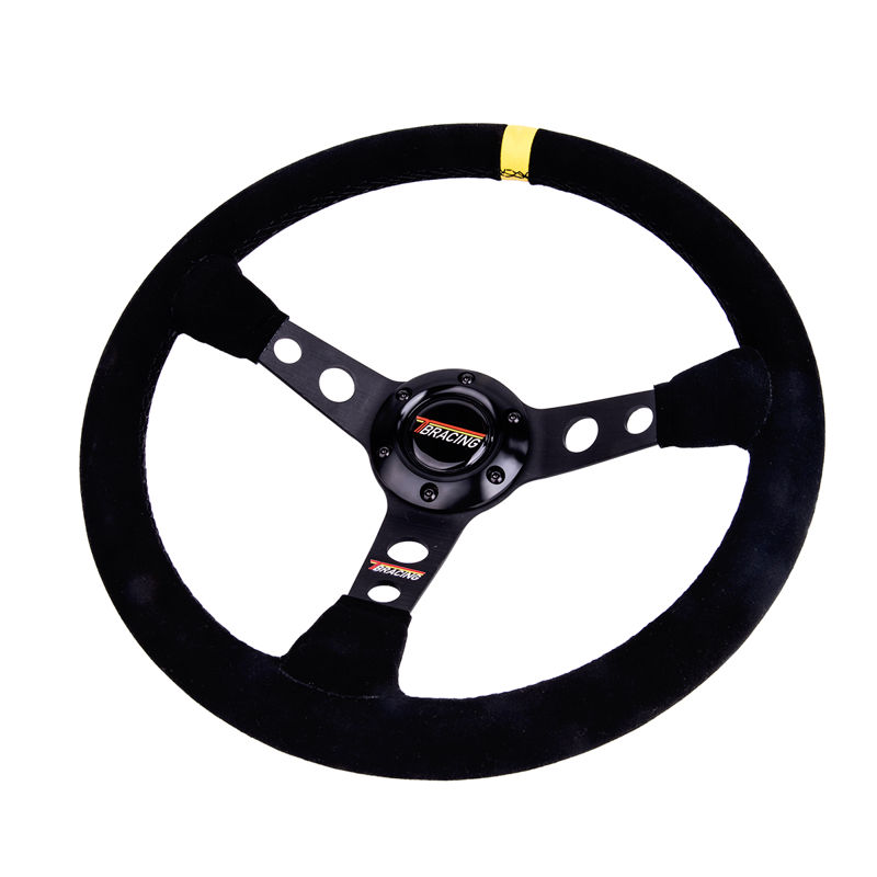 WRC Steering Wheel BLACK SUEDE/YELLOW SEW Race, Rally, Tuning 345mm