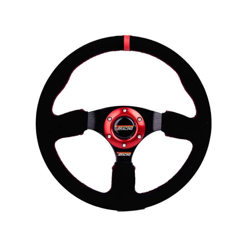 Racing Car Parts Suede Leather with Aluminum Flat Sport Steering Wheel