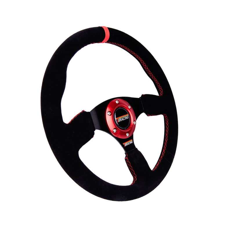 Racing Car Parts Suede Leather with Aluminum Flat Sport Steering Wheel