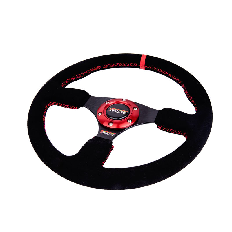 Racing Car Parts Suede Leather with Aluminum Flat Sport Steering Wheel