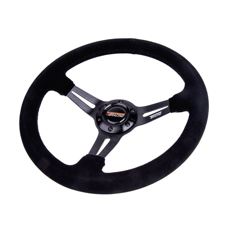 Universal Racing Steering Wheel, Gaming Steering Wheel Leather Deep Dish with Horn Button for Race/R